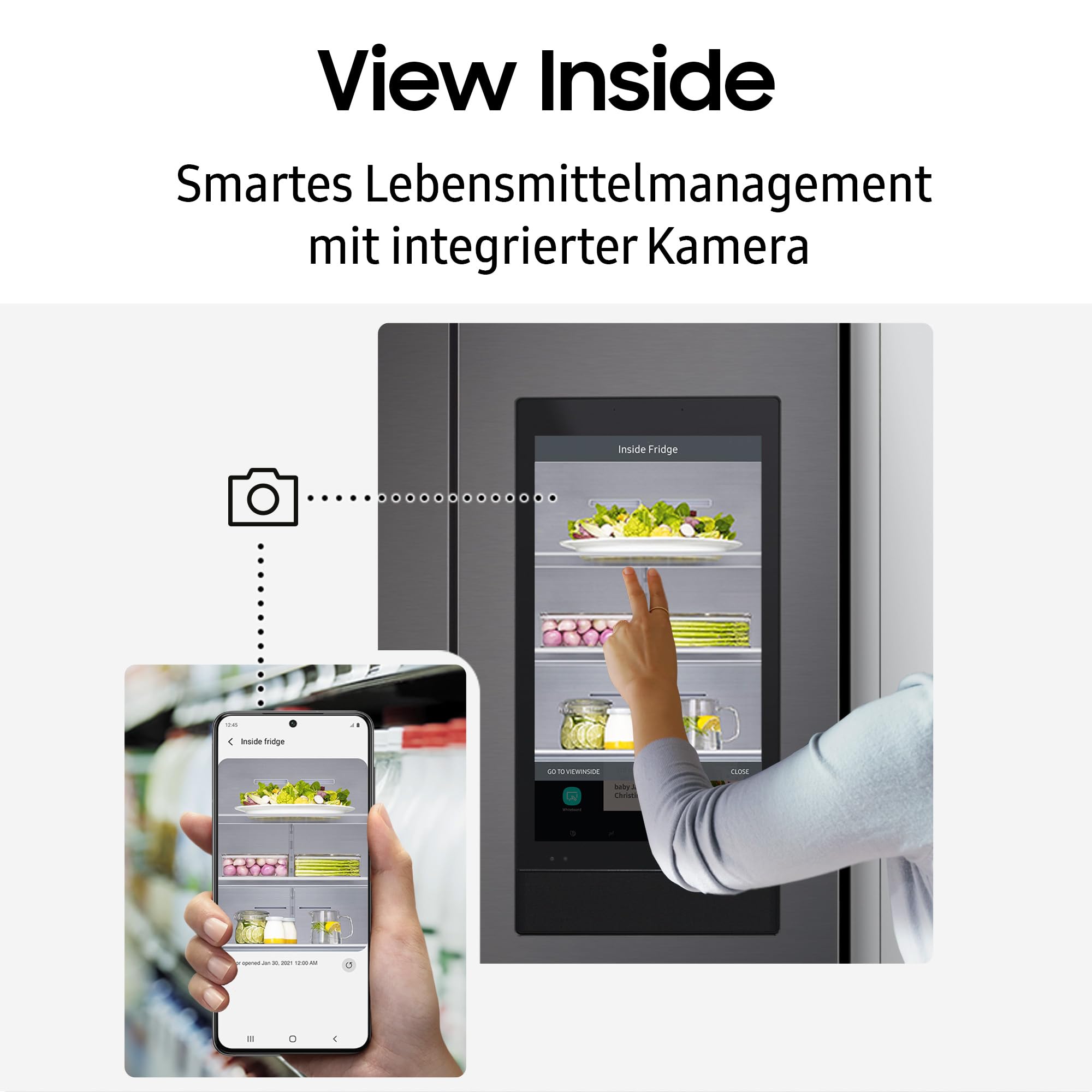 Samsung RS90F66BEFEF Side-by-Side Kühl-Gefrierkombination, 178 cm, 614 l, Eis-/Wasserspender, Family Hub, Black Steel