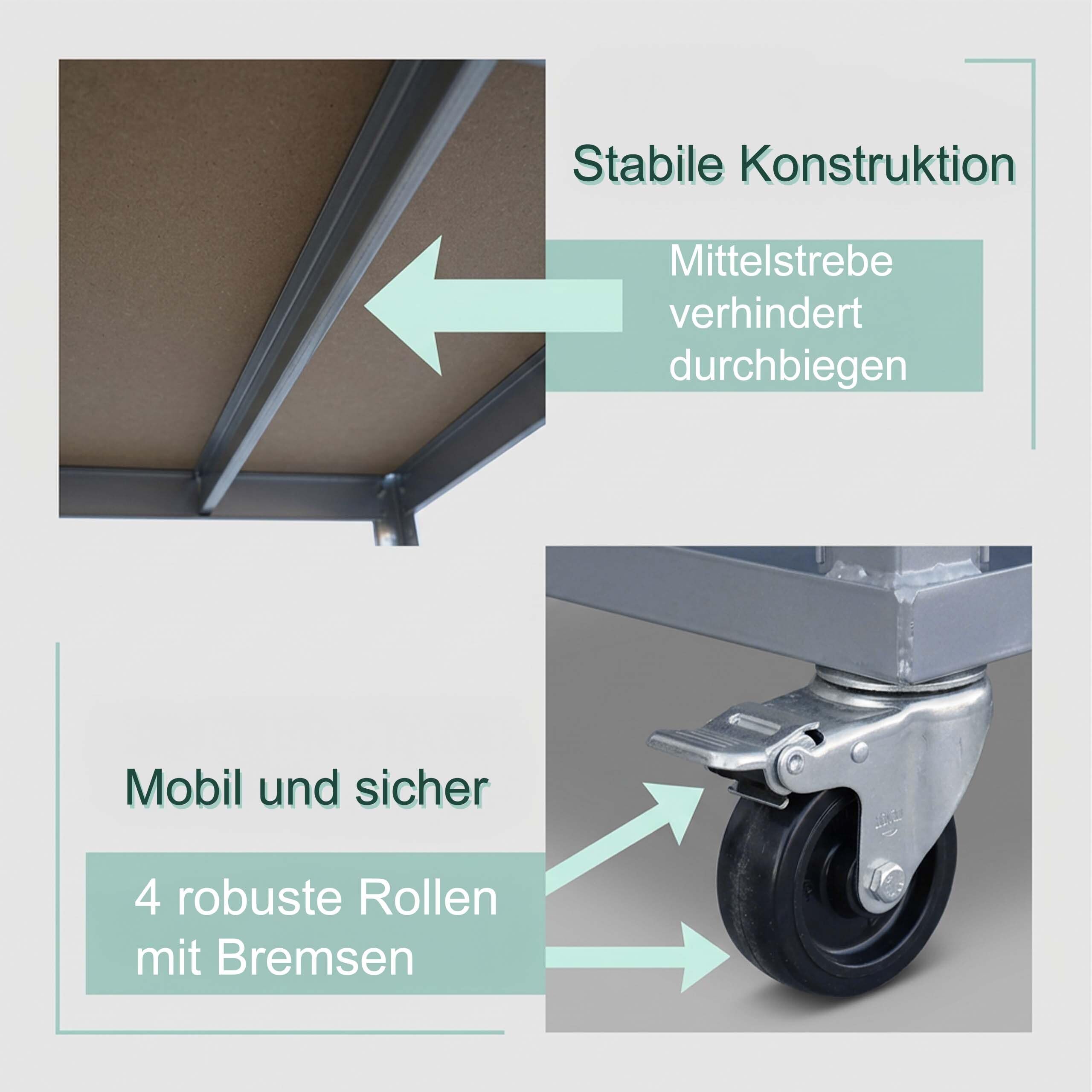 Relaxdays Etagenwagen, 5 Ebenen, Rollen & Bremse, Bis 750 kg, Silber
