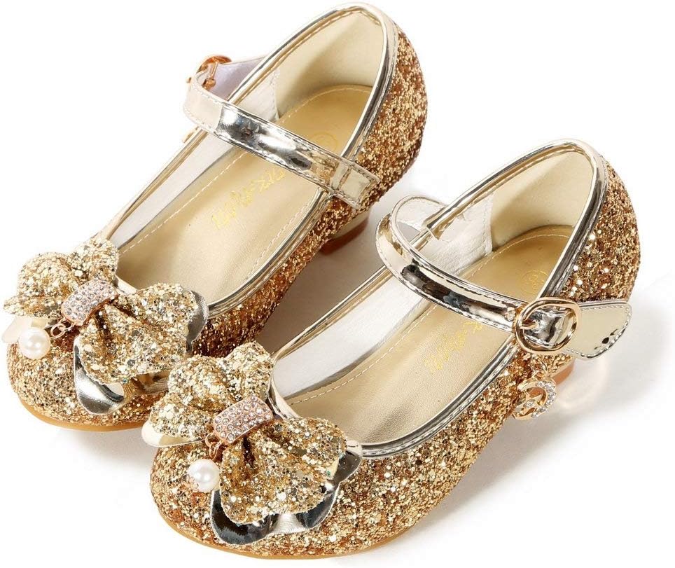 BFOEL Girls Dress Shoes Adorable Sparkle Mary Jane Flats for Wedding Party