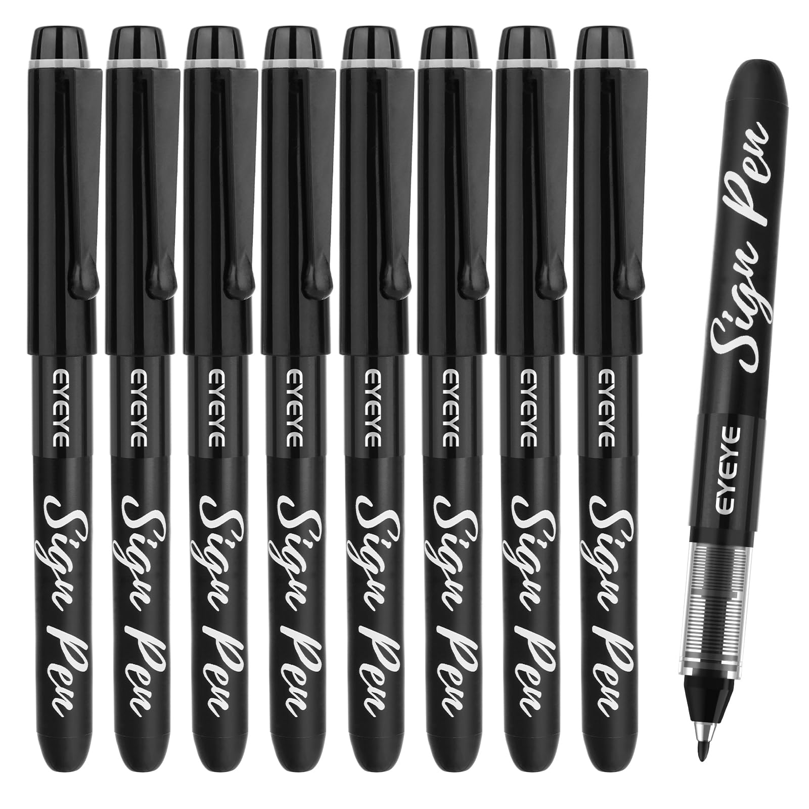 EYEYE 9 Pack 1.0mm Sign Pen, Black Liquid Ink Writing Felt Rollerball Pen for Smooth Writing