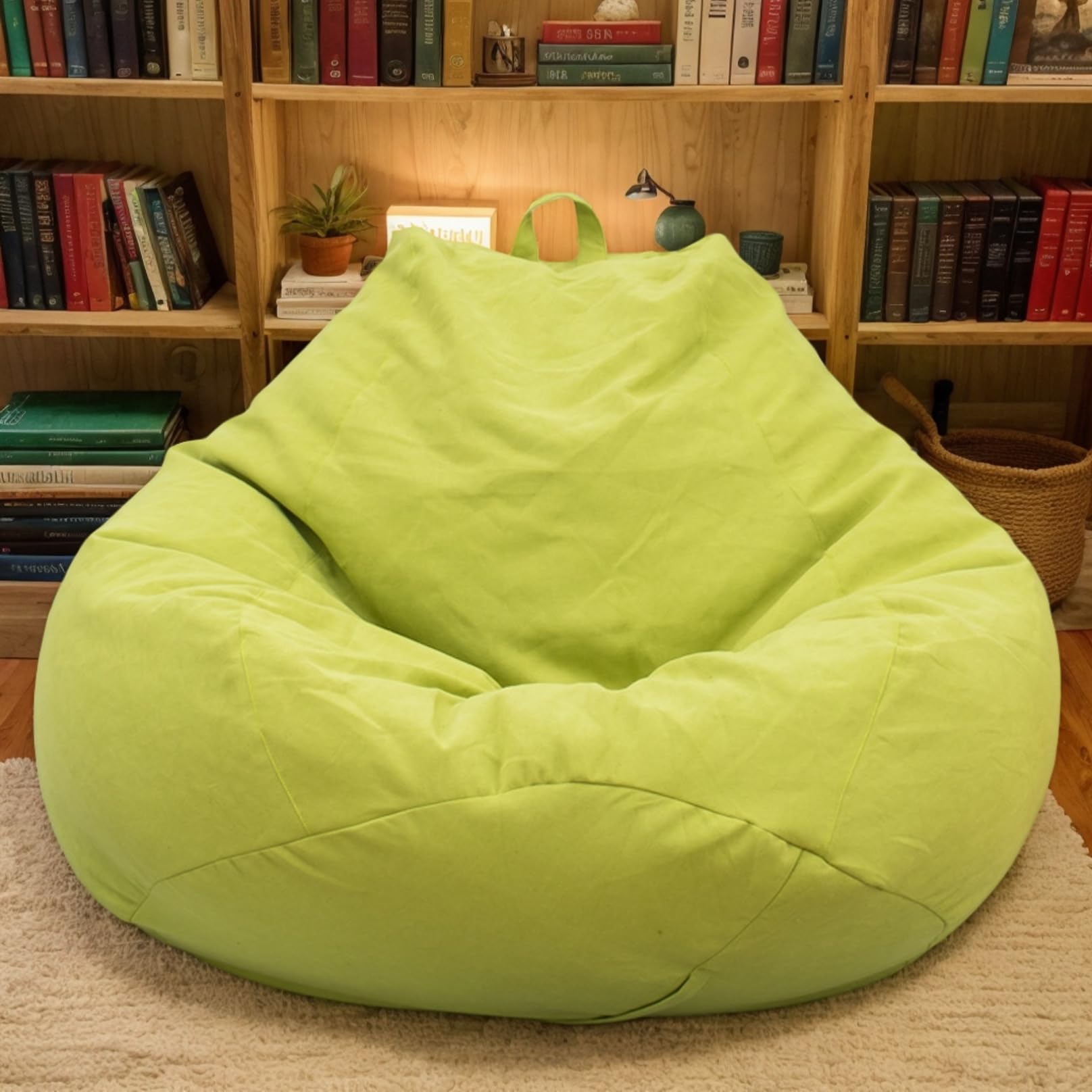 Copertura Per Beanbag Senza Imbottitura Velluto Moderno Lavabile Zipper Colore Solido Stretch Per Adulti E Adolescenti Ufficio Camera Salotto,Verde,105 * 115cm