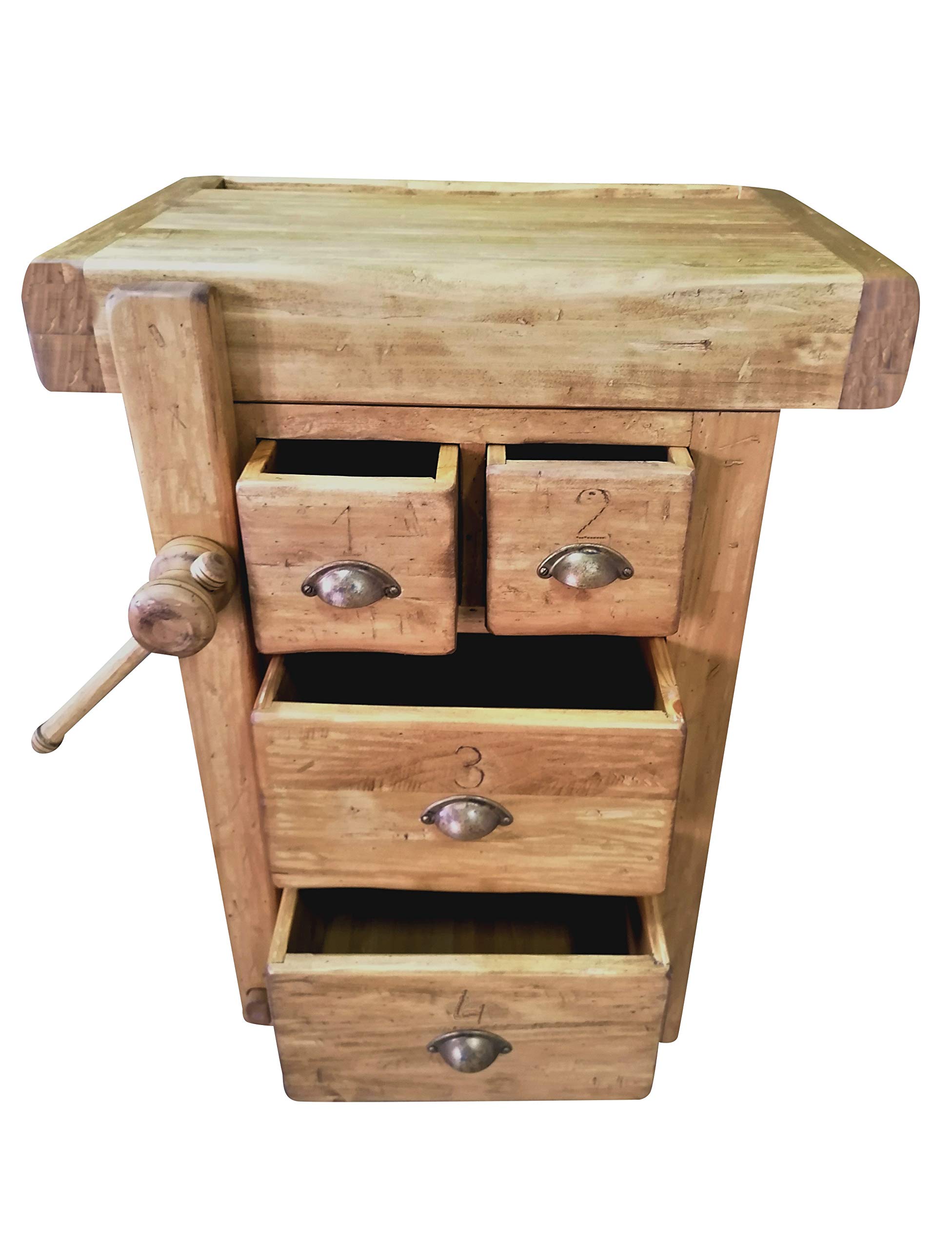 Biscottini Mesa Alta de Trabajo, 82 x 57 x 64 cm, Fabricada en Italia, Isla de Cocina, encimera de Madera Maciza, mostrador de Cocina, encimera de Madera