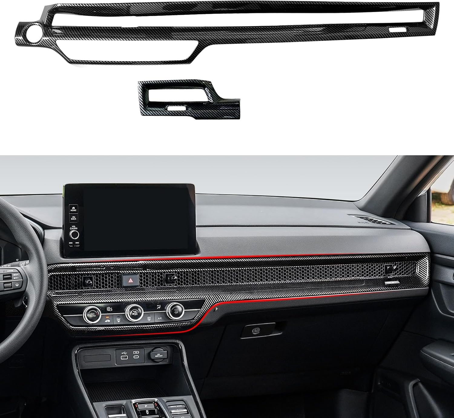 Car Dashboard A/C Air Outlet Vent Decals for 2023 2024 Honda CR-V Accessories CRV LX, EX, EX-L ABS Carbon Fiber Stickers Air Condiitioning Vent