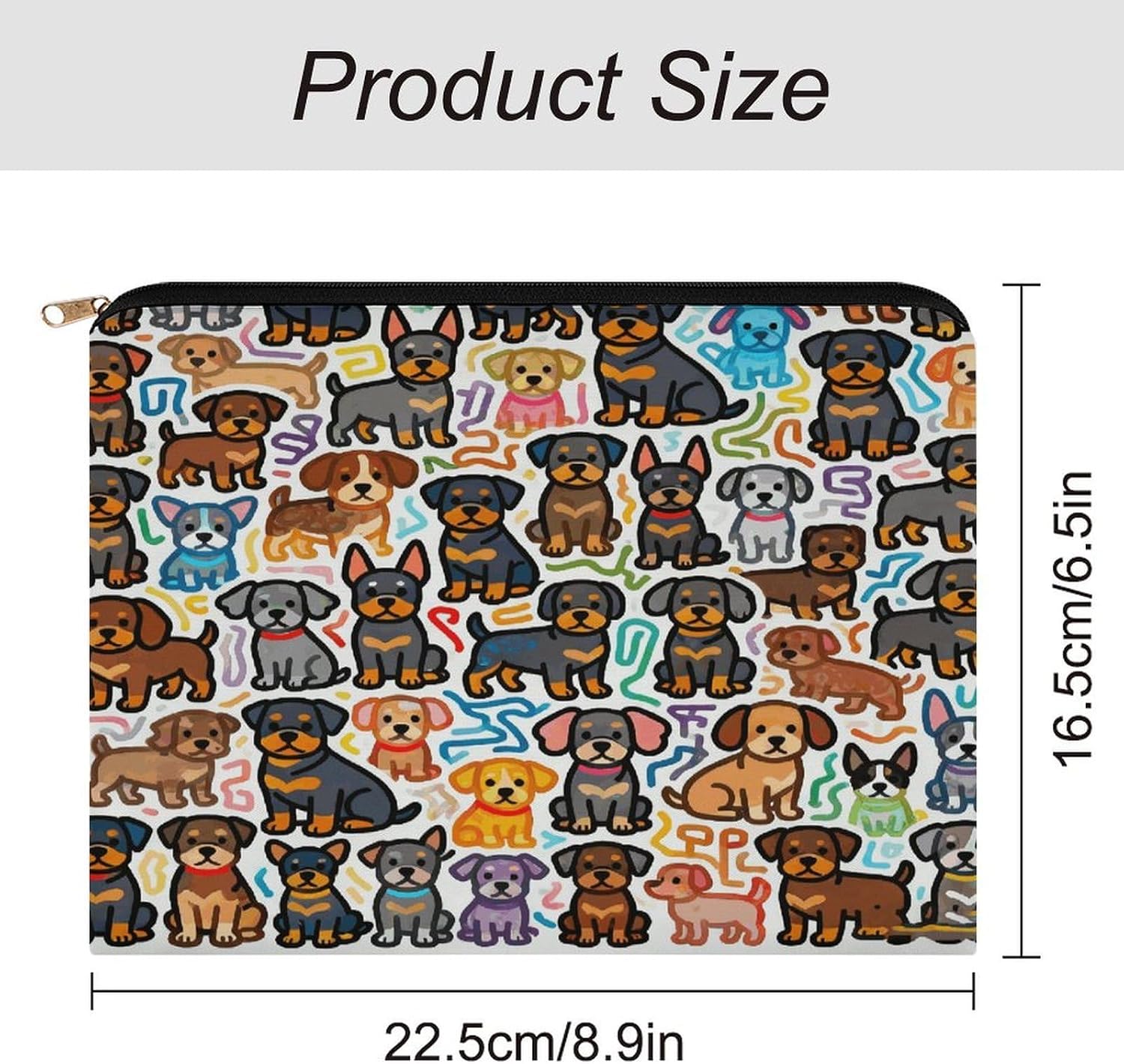 Rottweilers Doodle Aesthetic Makeup Bag Cosmetic Bag with Zipper image 2
