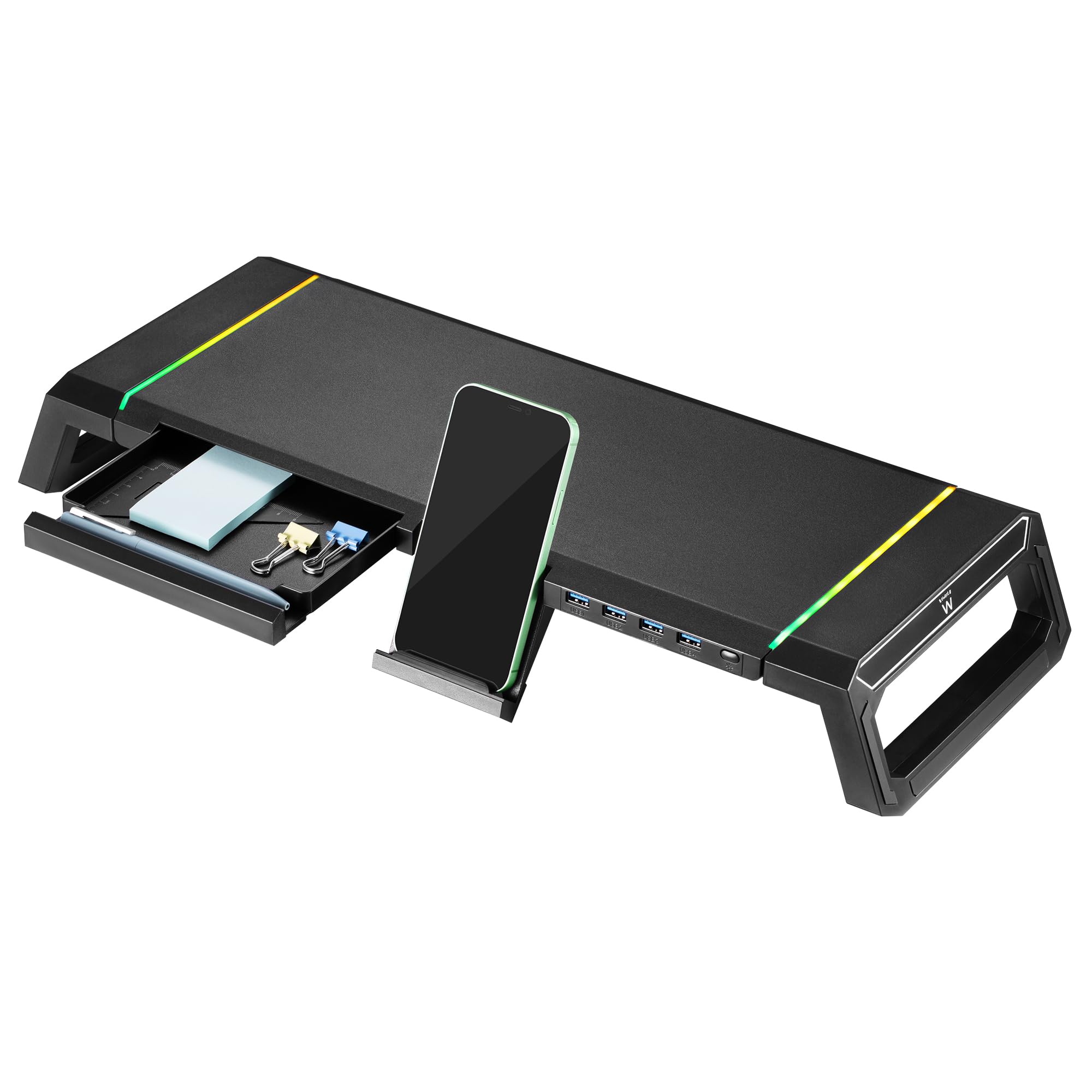 Support Écran avec Tiroir de Rangement – Rehausseur de Moniteur Réglable, Design Ergonomique avec Espace de Stockage, Idéal pour Bureau et Organisation