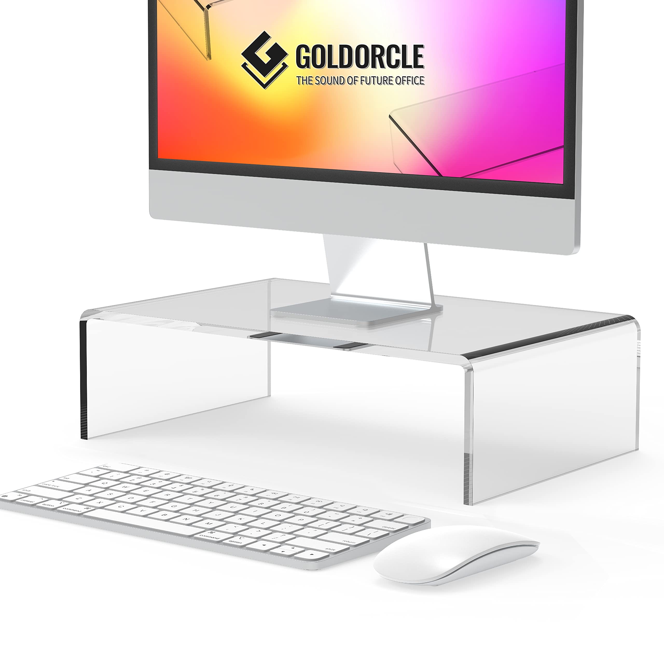 Acrylic Monitor Stand Riser Clear Computer Monitor Stand for Laptop PC Printer Computer Riser Acrylic Tray (Medium)