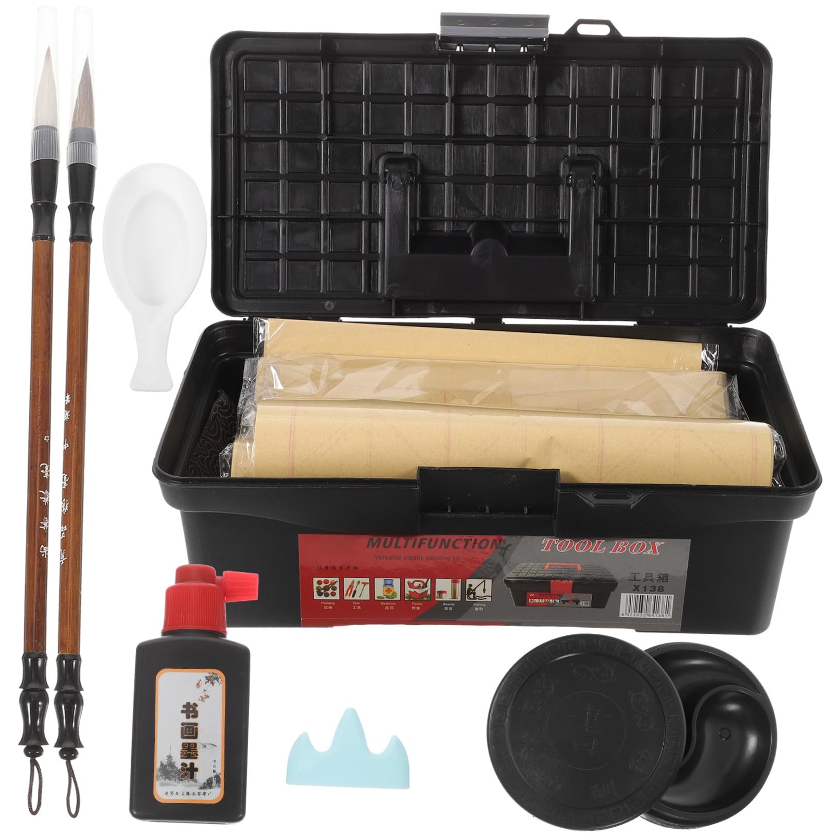 TEHAUX Kit de Calligraphie Chinois 1 Set pour Débutants Boîte de Rangement