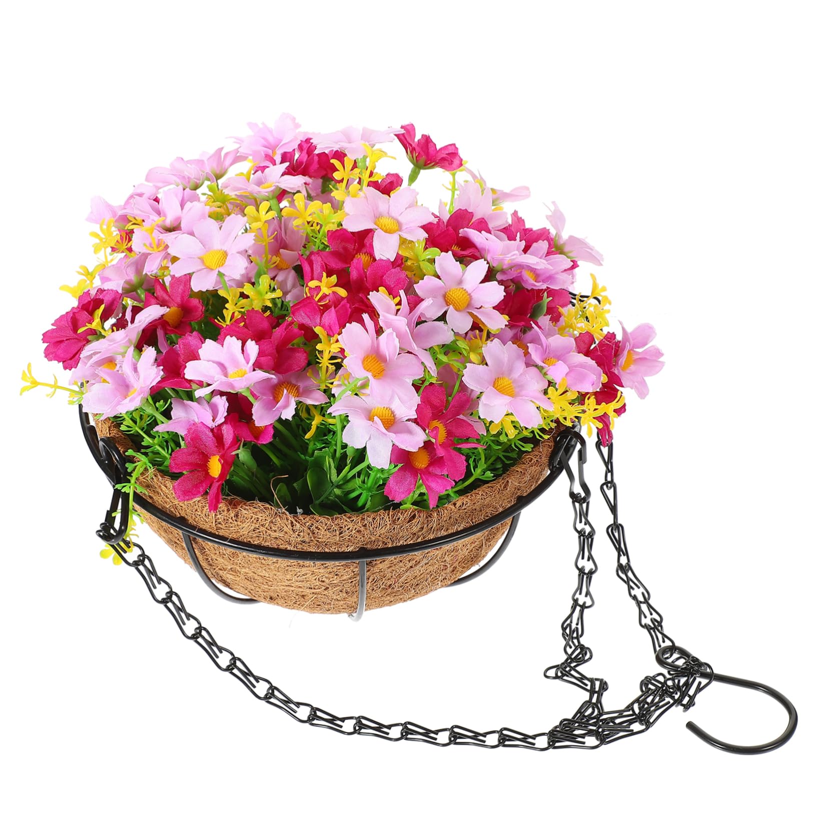 Fleurs artificielles en soie en panier suspendu pour illuminer votre maison