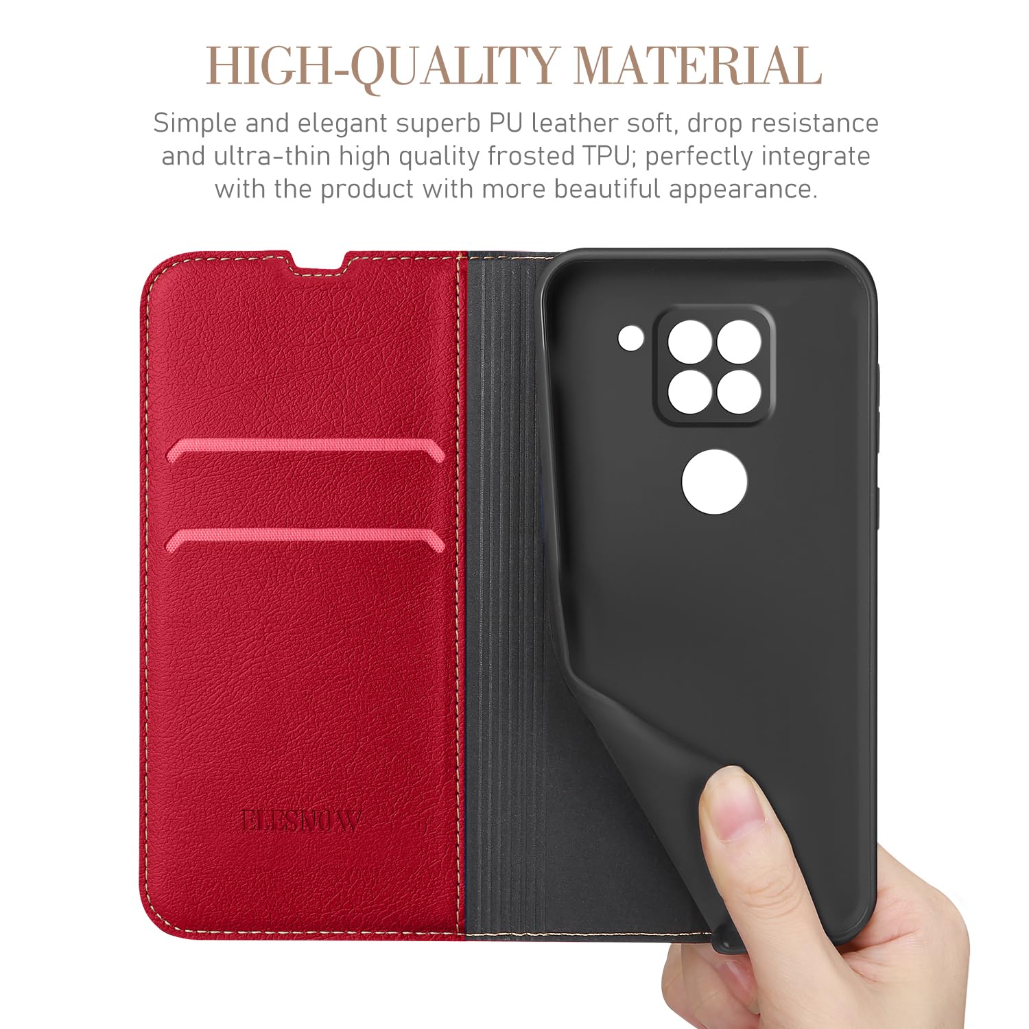 SONWO Cover per Xiaomi Redmi Note 9, Flip Caso in PU Pelle Case Cover Portafoglio Custodia per Xiaomi Redmi Note 9, [Kickstand] [Slot per Schede], Nero