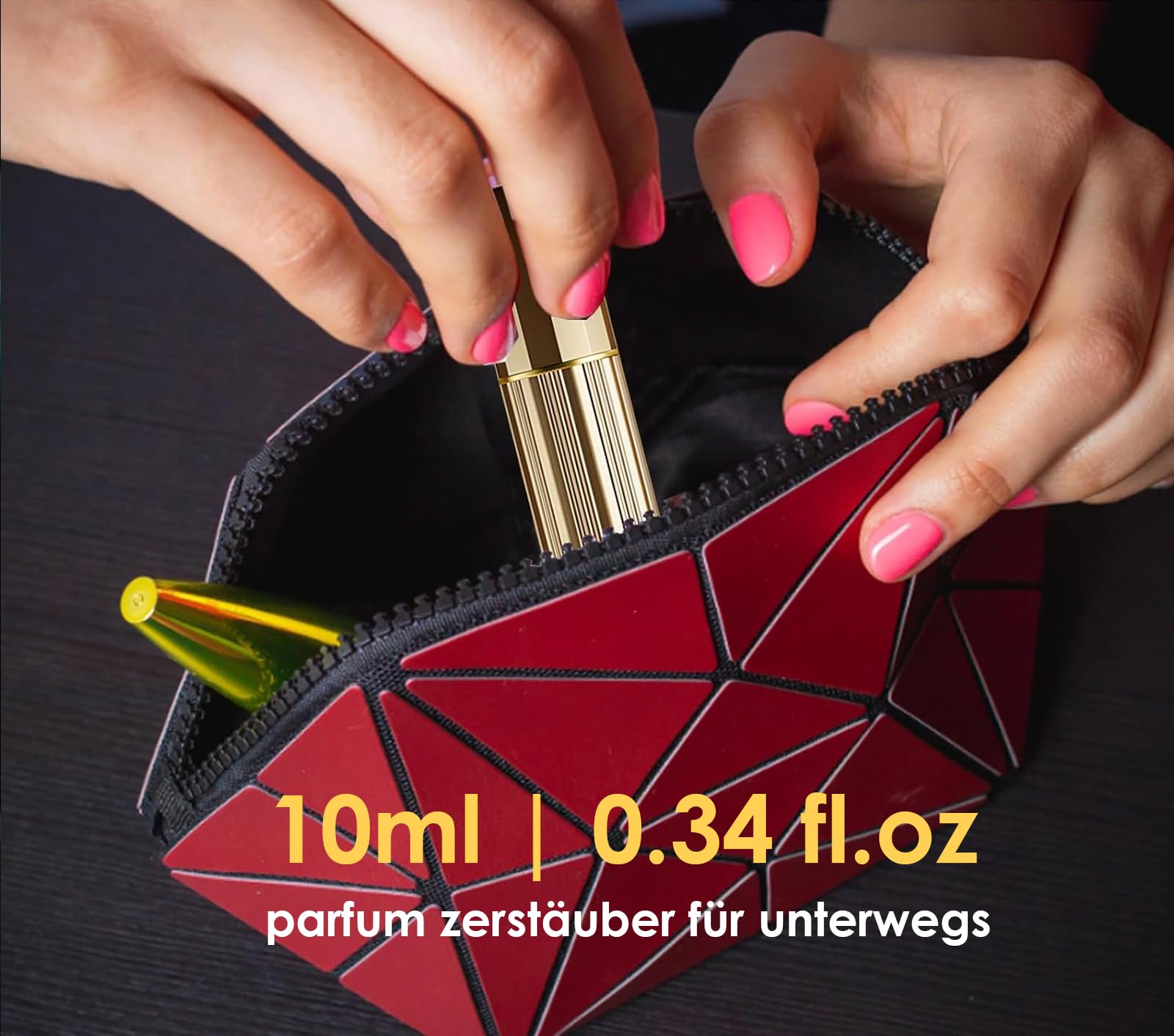 Travelofo 10ML Parfüm Abfüller, Parfümzerstäuber Nachfüllbar, Befülltechnik Ohne Trichter Leer Parfüm Zerstäuber Sprühflasche für Reise Handtasche Unterwegs (Gold & Schwarz)
