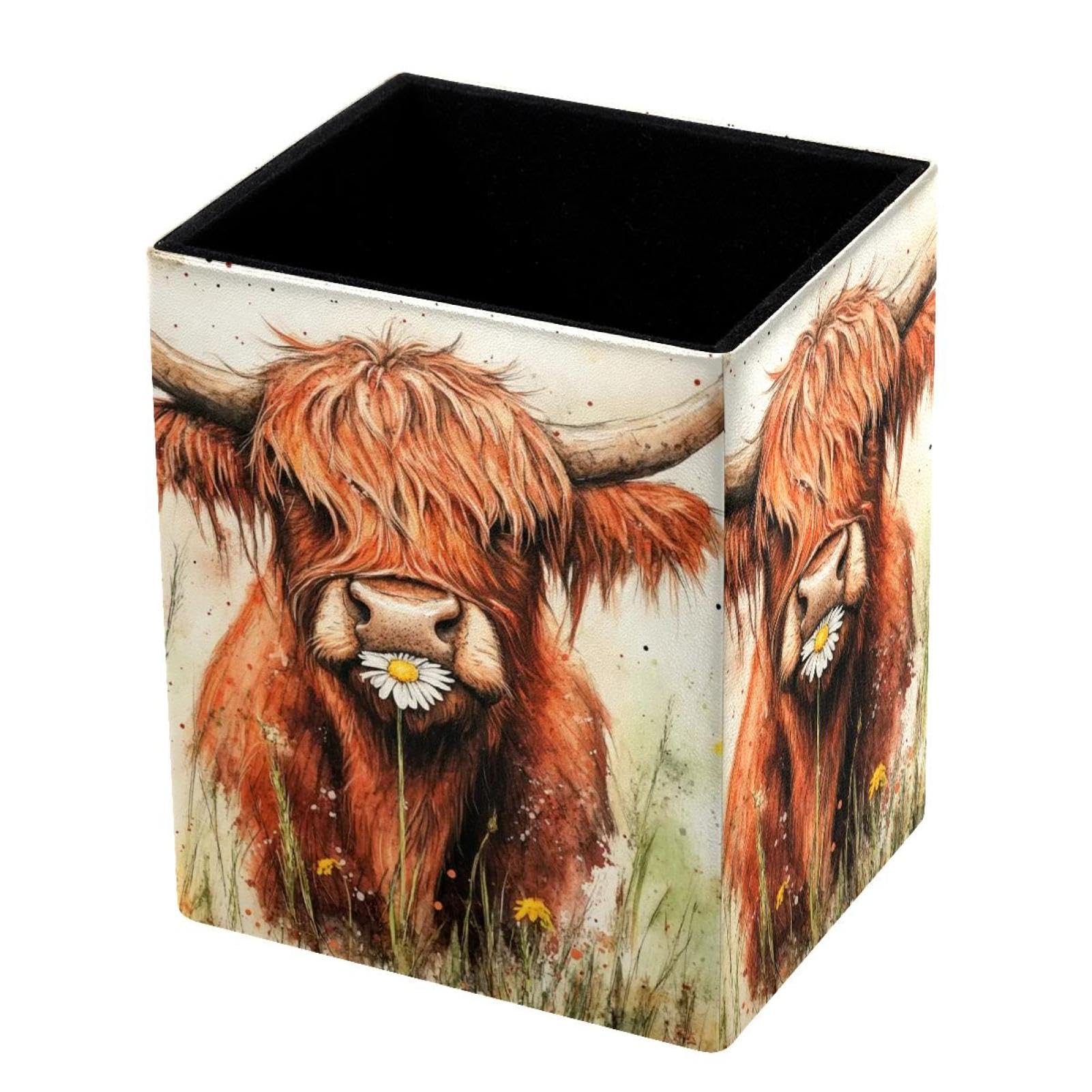 VAPOKF Pencil Holders for Desk, Watercolor Cow Printed Pen Holders Pen Pot Makeup Brushes Storage Desktop Stationery Supplies Organiser for Home Office