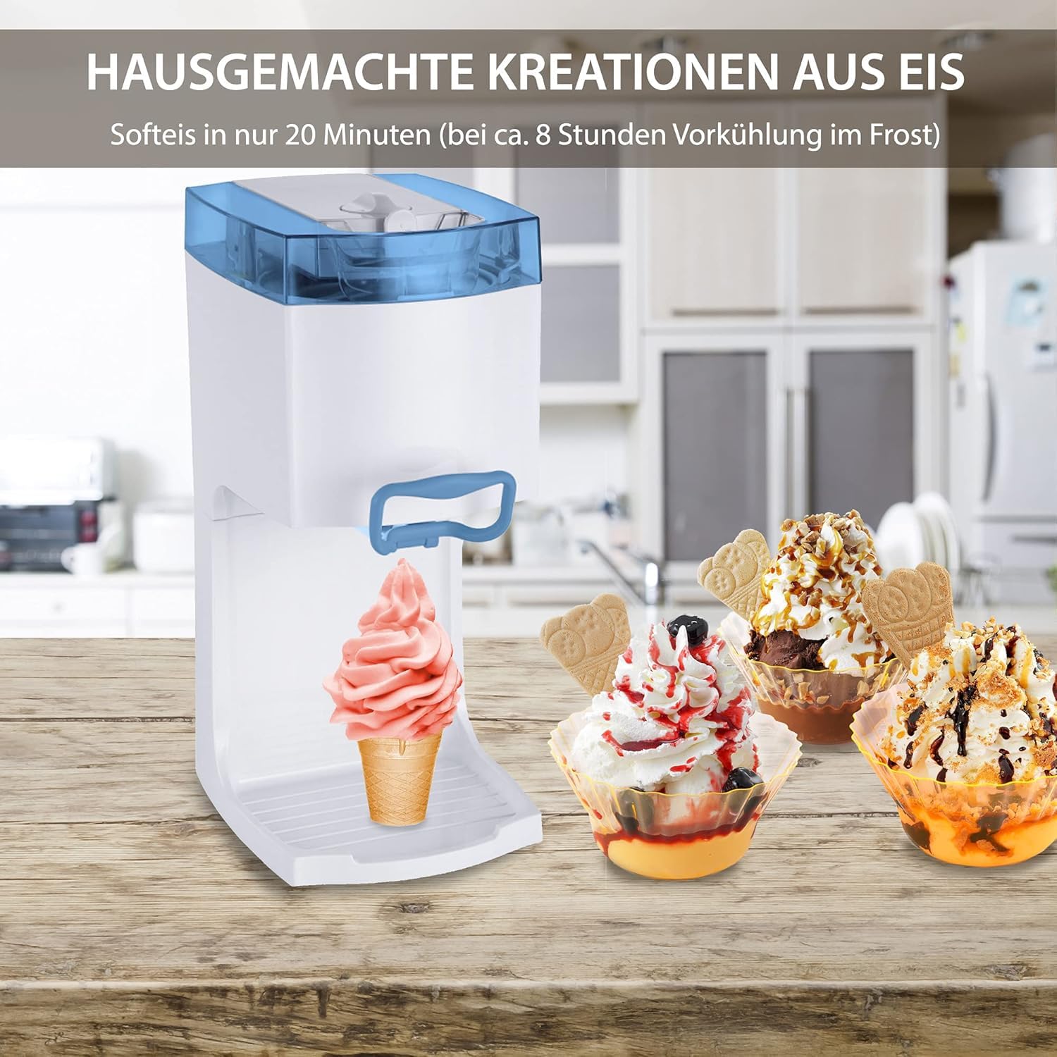 Syntrox Germany Softeismaschine für Zuhause | 4in1 Eismaschine für Softeis, Frozen Joghurt & Sorbet | Eis selber machen in ca. 20 Minuten | einfache Bedienung