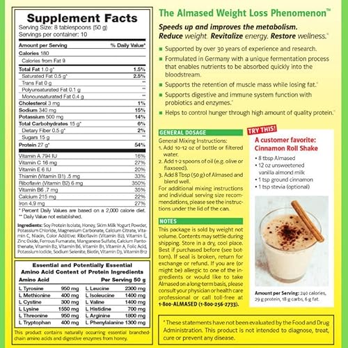 Miniatura 2 de Almased Batido de reemplazo de comida de vainilla, polvo de proteína de base vegetal alta glucémica y de bajo índice glucémico, suplemento de apoyo