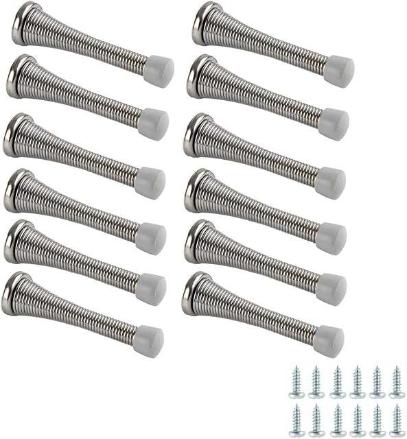 Amazon Basics Spring Door Stop, 12-Pack, Polished Chrome