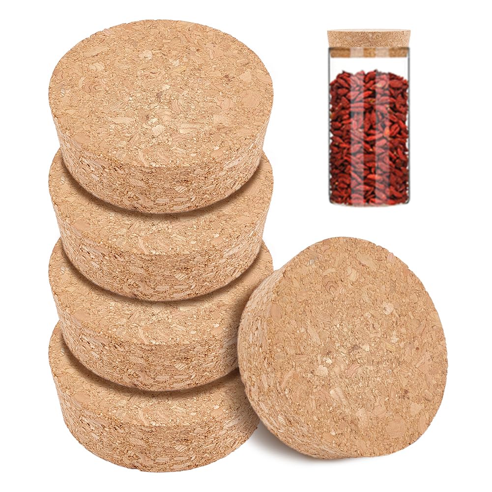 BENECREAT 8 Pcs Cork Bottle Stoppers, Cork Plug, Replacement Corks for Wine, Decorative Bottles, Jars, Arts, DIY Crafts, 2.5 inch in Diameter