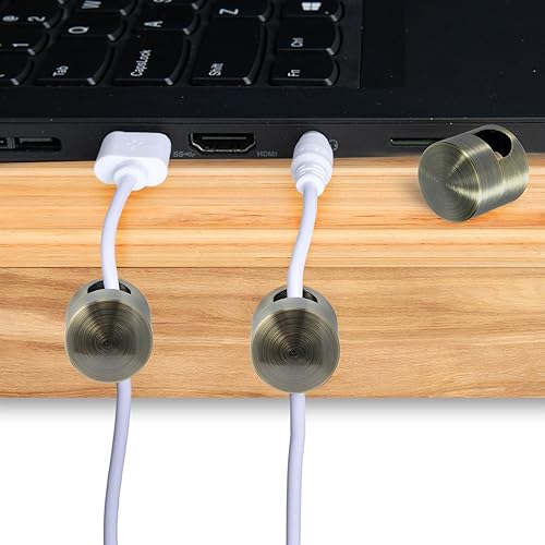 Miniatura 187 de 3 juegos de soportes de cargador para cables, soportes de anclaje de cable ajustables plateados, clips de cable de metal adhesivos, organizadores de