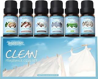 Clean Fragrance Oils Set, Premium Essential Oils for Diffuser for Home, Scented Oil for Soap & Candle Making Scents - Lemongrass, Aloe, Blossom Soap, Fresh Linen, Soft Powder, Cool Cotton