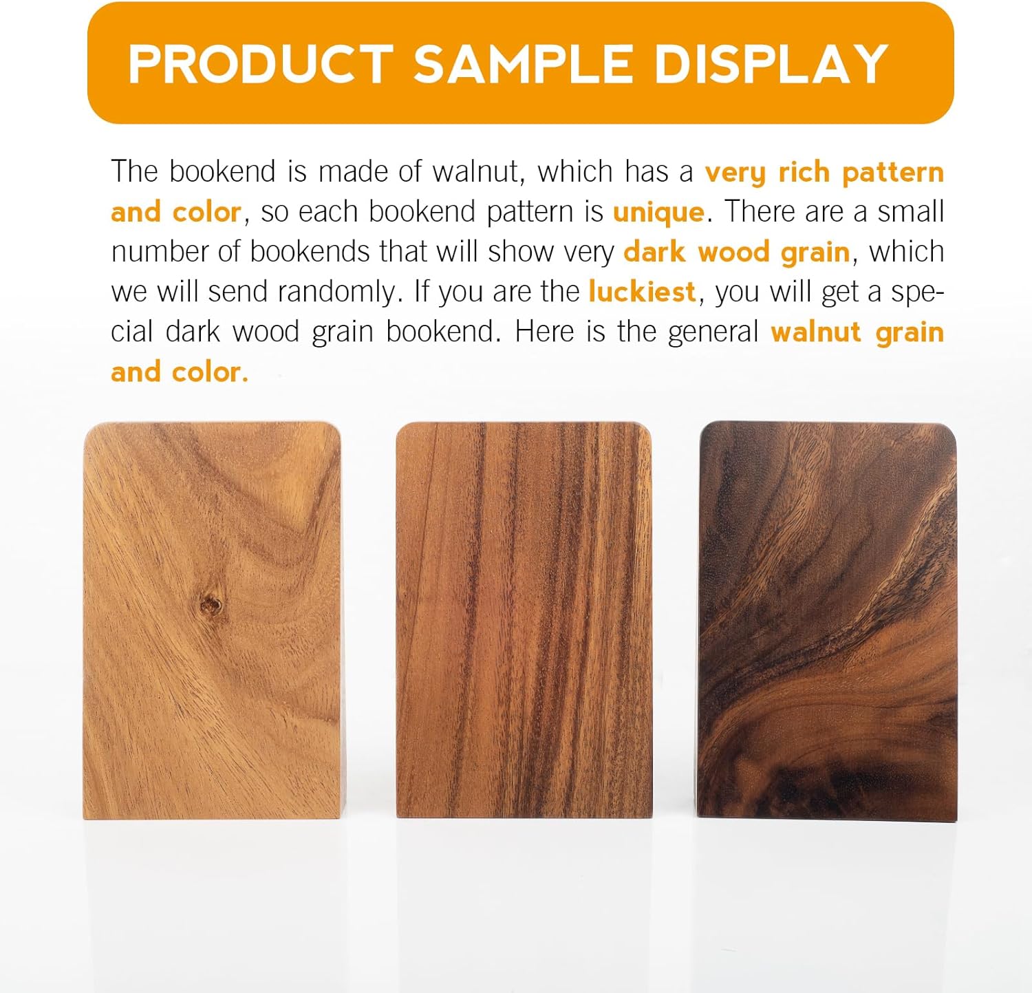 Walnut Book Ends Heavy Duty Handmade Bookends for Shelves Book Ends Decorative to Hold Heavy Books (Walnut Wood Large)