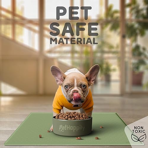 Miniatura 10 de Tapete de comida para perros  Tapete grande de silicona de 28 x 18 pulgadas, bordes elevados para alimentos y agua para evitar derrames, tapete