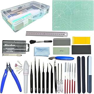 Gundam Model Tool Kit, 64pcs Hobby Modeler Basic Tool Set for Minature Bandai Models, Cars, Airplanes, Buildings, Gundam, Robots Repairing Fixing