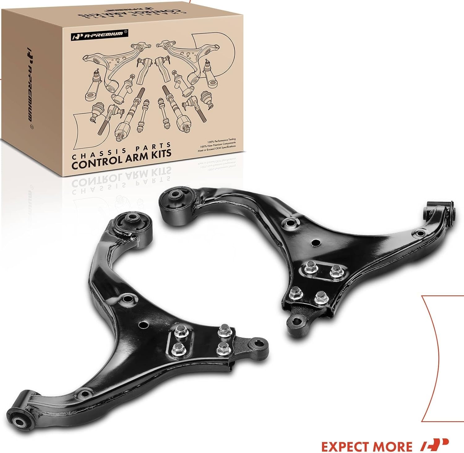 A-Premium 2 x Front Lower Control Arm, with Bushing, Compatible with Kia Sportage 2005-2010, Hyundai Tucson 2005-2009