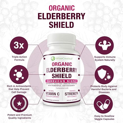 Miniatura 9 de Wiseceutical Max Absorption Vitamina K2 + D3 y saúco orgánico con grosella negra y equinácea  Fuerza ósea y absorción de calcio  Apoyo inmunológico