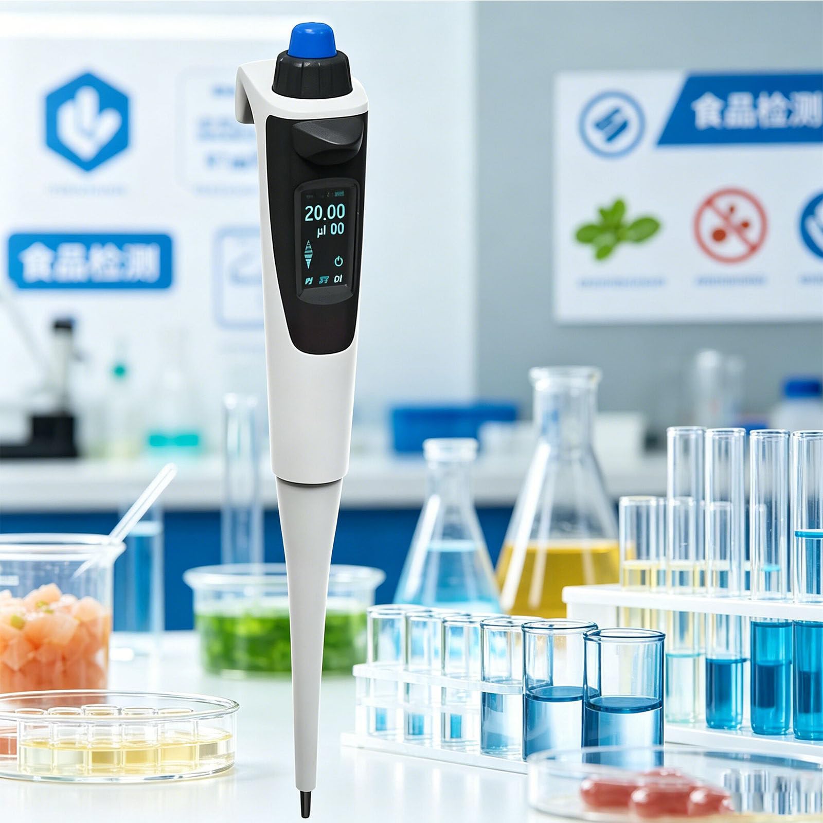HaiZethonic Adjustable Single Channel Electronic Pipette with Universal Tips & Autoclavable Piston, ISO Calibrated for Precise Pipetting, Mixing, Stepper & Dilution 0.5 to 1000µl 100to1000μL