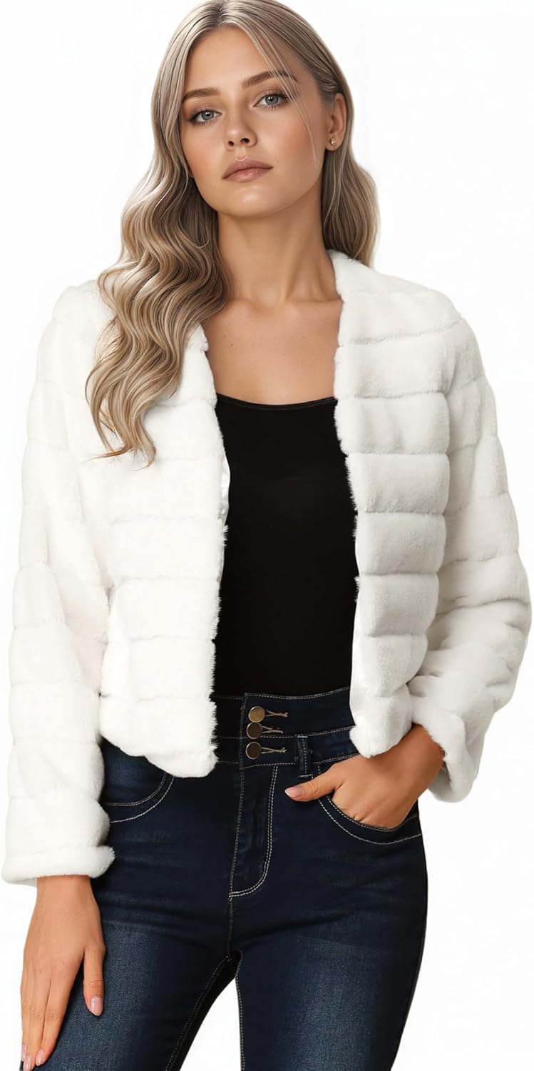 Allegra K Women's Collarless Faux Fur Fluffy Winter Zambia Ubuy