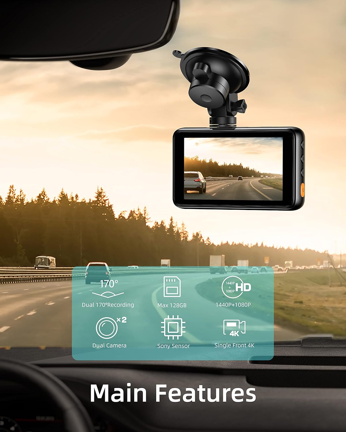 iZEEKER GD500 Dash Cam installed on a car windshield