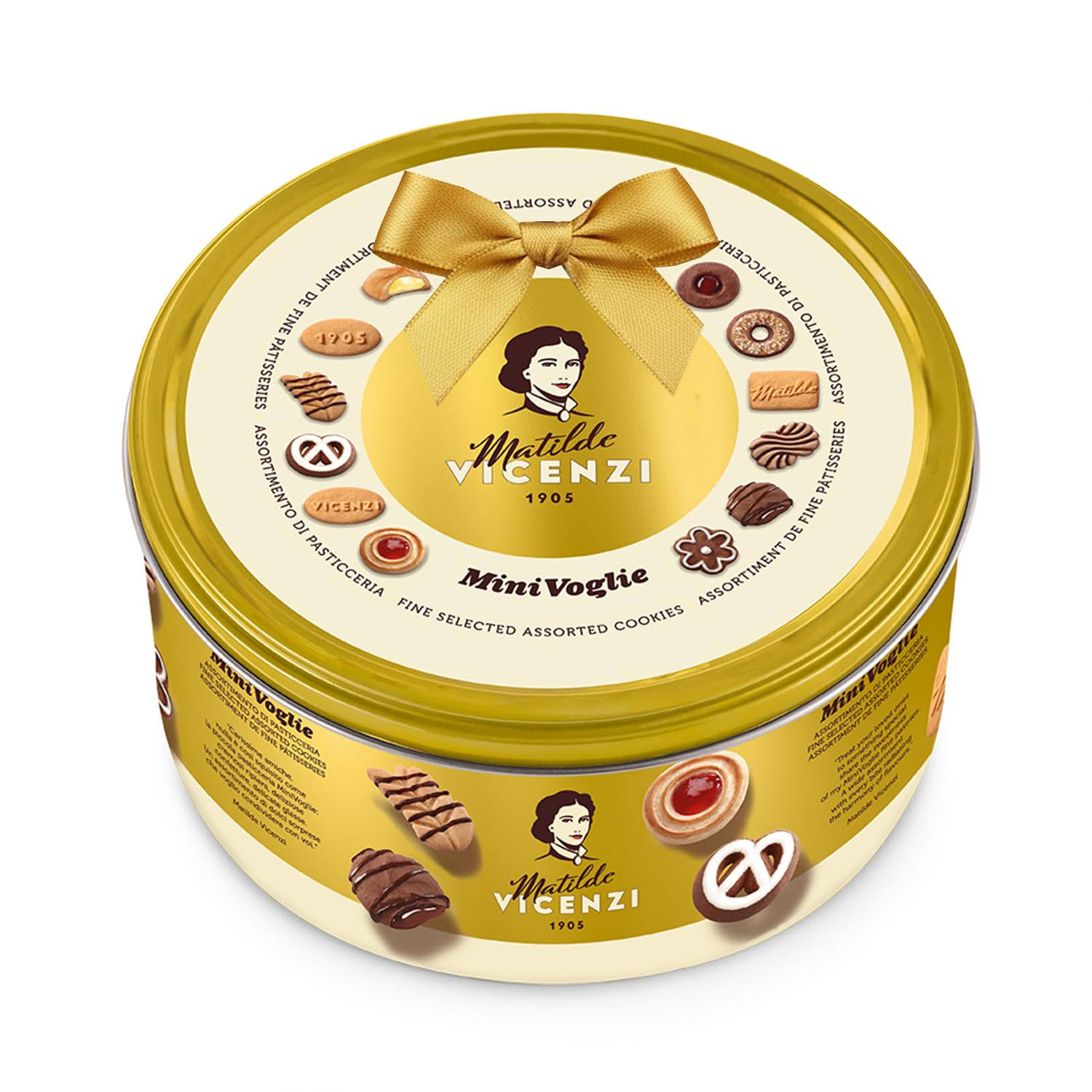 Matilde Vicenzi Minivoglie Butter Cookies Tin - Italian Pastry Assortment, Traditional Holiday Cookie Gift for Thanksgiving, Christmas, Hanukkah - 500 g