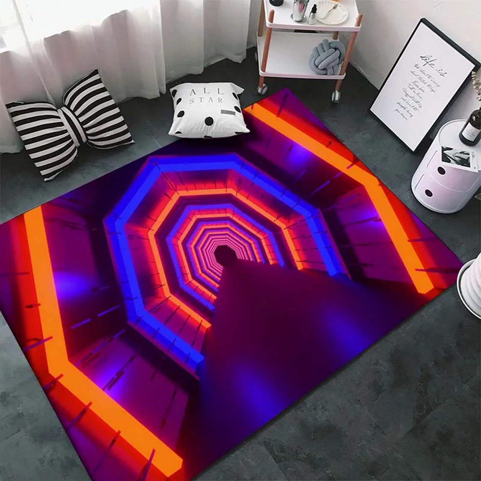 Tapis chambre à coucher 3D rayures géométriques 100 x 200 cm