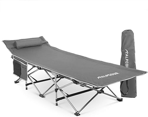 Miniatura 9 de Alpcour Catre plegable para acampar  Cama plegable de lujo para una sola persona en una bolsa con almohada para uso en interiores y exteriores