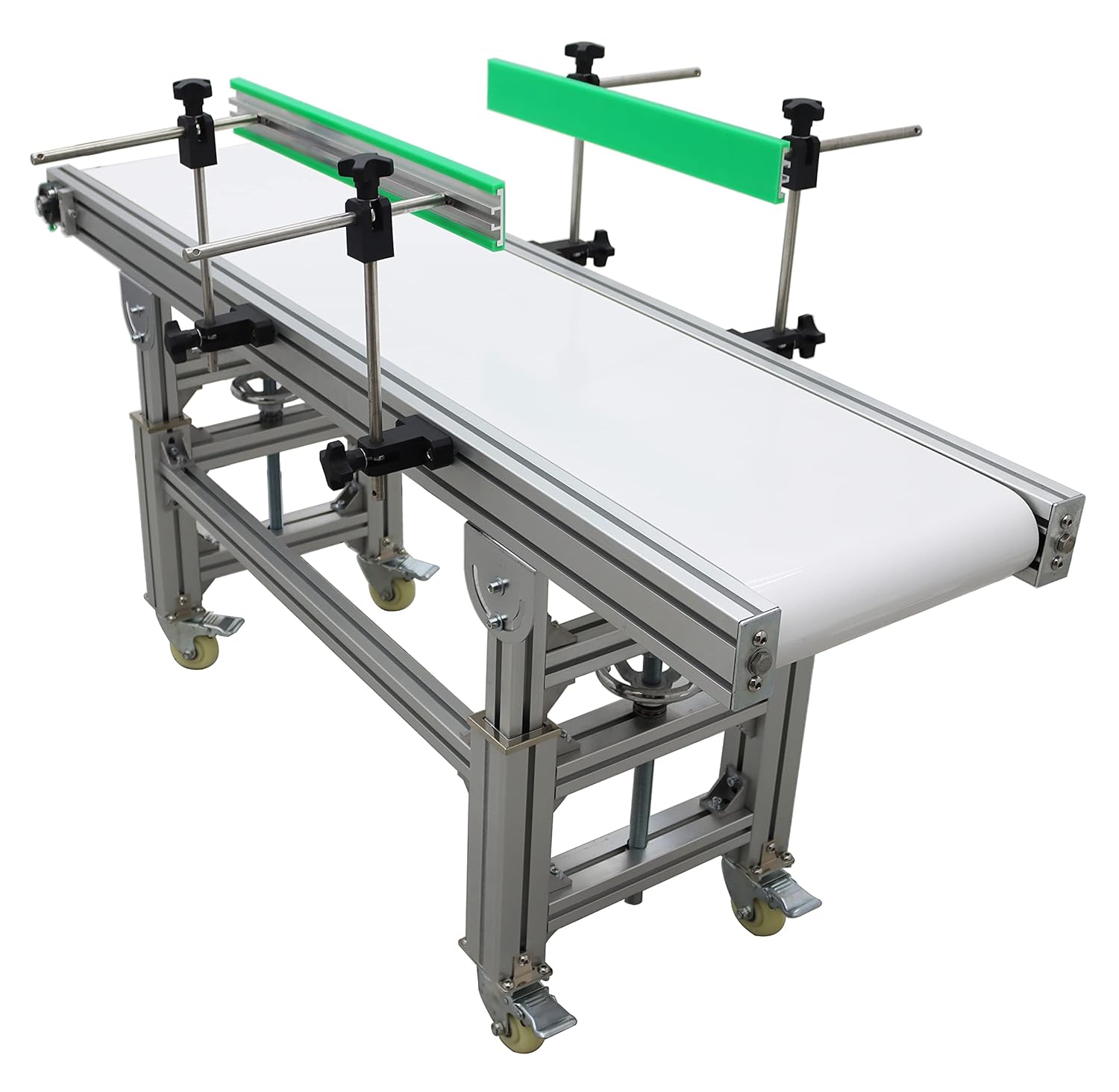 TECHTONGDA PVC Flat Conveyor Belt Systems for Industrial Transport Aluminum Frame Conveyor Length 59inch Belt Width 11.8inch Without Baffle