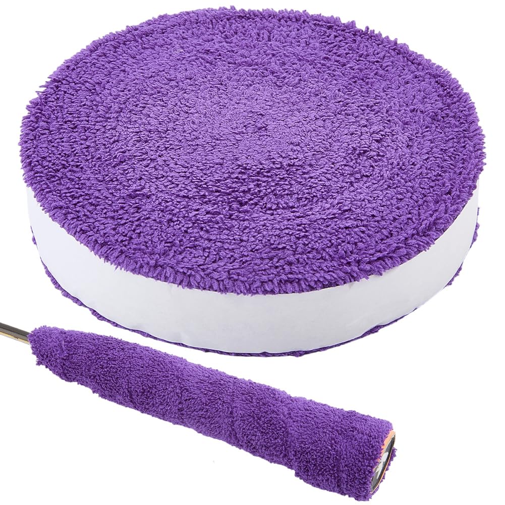 CREATCABIN 16.4FT Tennis Towel Racket Grip Tape Badminton Racquet Grip Tape OverGrip Anti-Skid Sweatband Wraps Absorbent Towel Roll Shock Reduction for Pickleball Racket Bike Handle Fishing Rod Purple