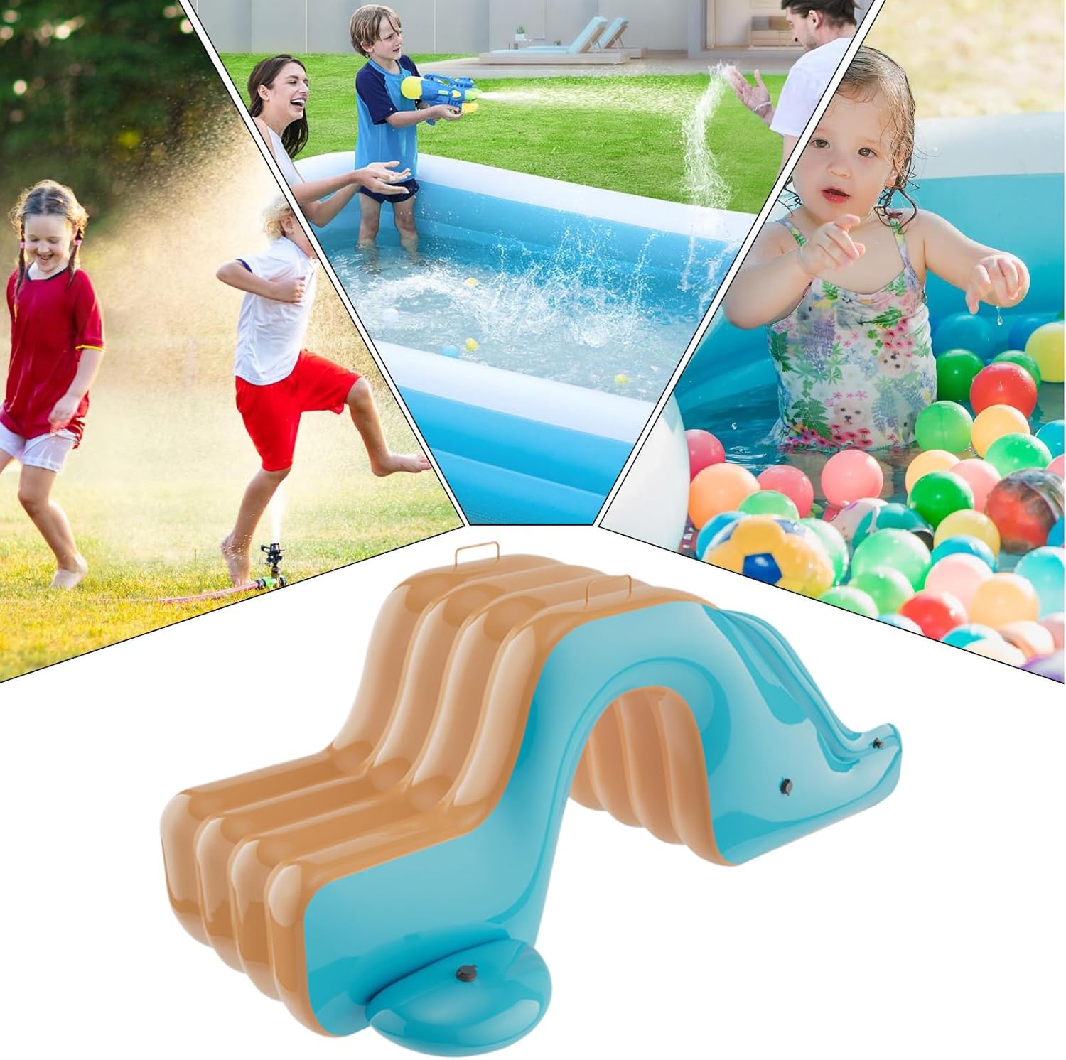 Inflatable Water Slides - Backyard Party Blow Up, Children Entertaining Water Game, Sturdy Outdoor Fun Toy, Easy Setup Design, Premium Garden Patio Accessory, Yard Park Play Center 175x105x75cm