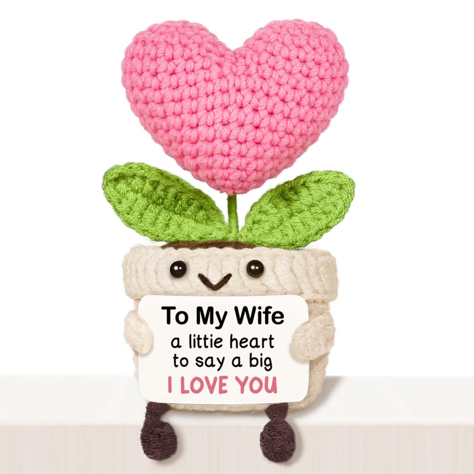 Giftasy Gifts for Wife - Handmade Heart-Shaped Crochet Flower with Romantic Card, Gifts for Her Anniversary, Birthday, Engagement, Wedding, Wife Gifts from Husband, Presents for Wife — image 1