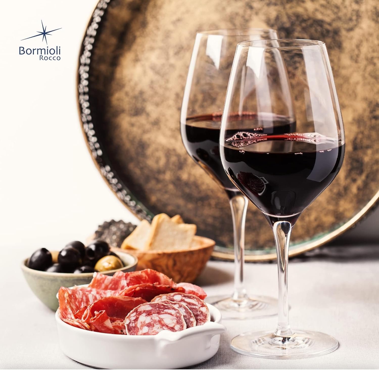 Bormioli Rocco Inalto Tre Sensi Collection Set Of 4 Premium 14.5 Oz. Wine Glasses, Made From Crystal Clear Star Glass, Made In Italy.