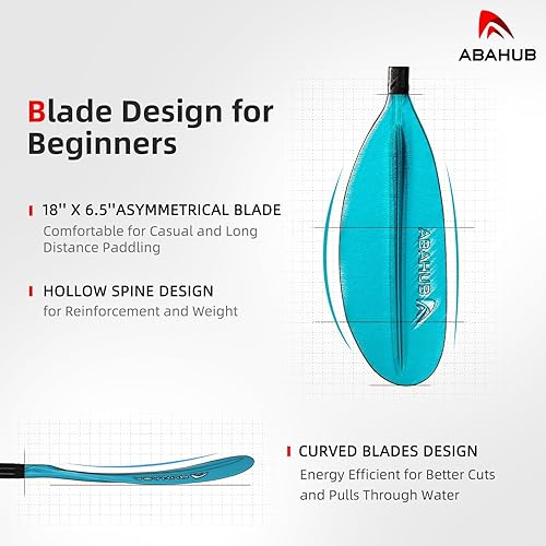 Miniatura 10 de Abahub 1 pala de kayak de carbono, remos de kayak de 90.5 pulgadas para canotaje, canoa con correa de remo gratis, eje de fibra de carbono,