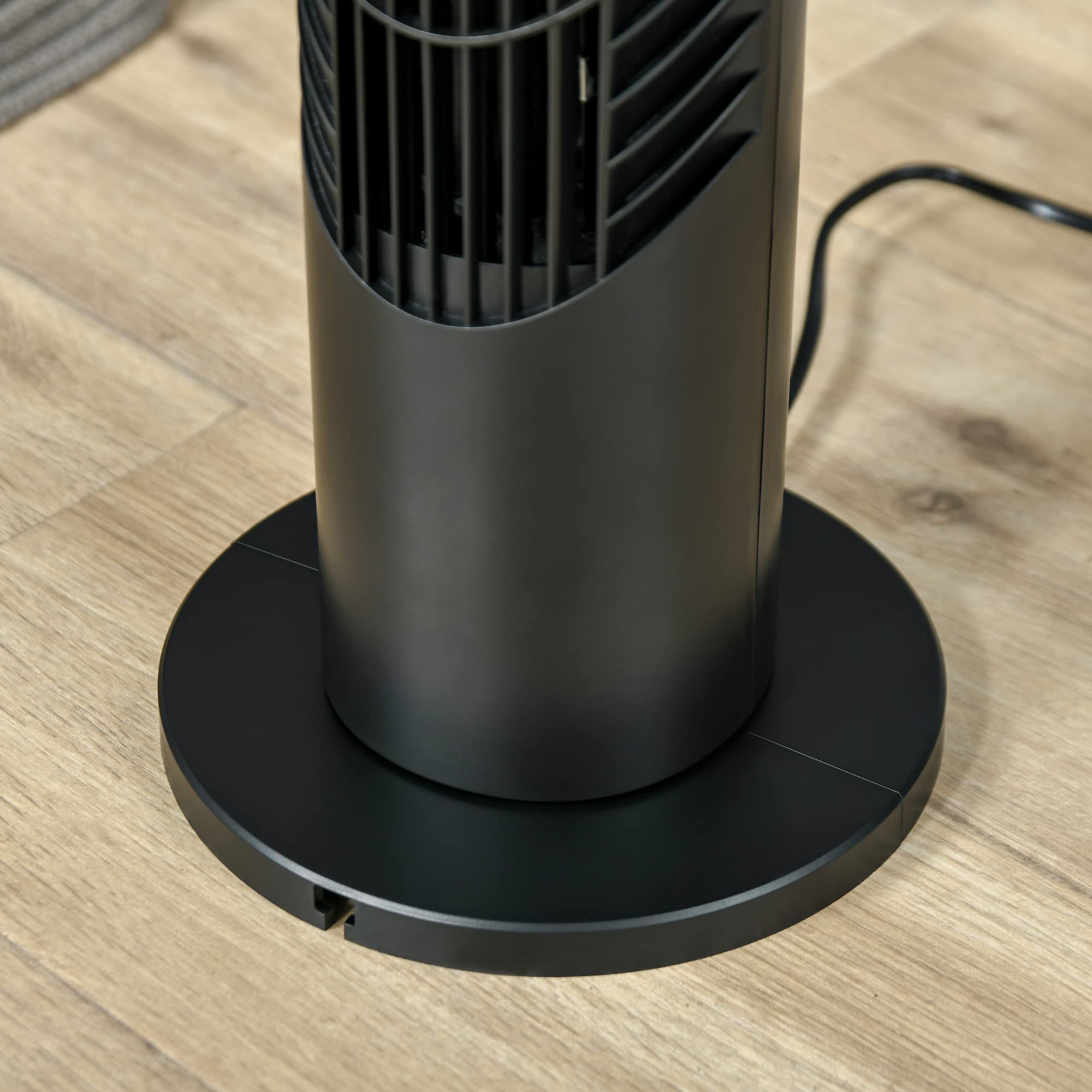 HOMCOM Ventilatore a Torre 40W con 3 Modalità e 3 Velocità, Ventilatore a Colonna Oscillante 70°, Timer 7.5h, con Telecomando fino a 5m, Ф18x78.5cm, Nero