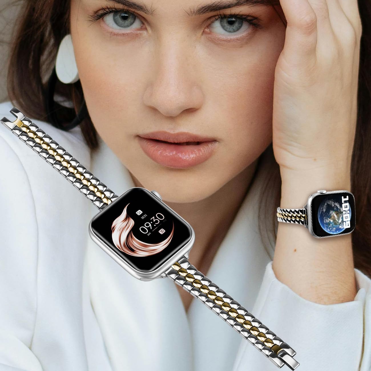 Juntan Slim Stainless Steel Band fits Apple Watch Bands for Women 49mm 45mm 44mm 42mm 41mm 40mm 38mm, Dressy Women for iWatch Bands, Metal Strap for Apple Watch Band Series 10 9 8 SE 7 6 5 4 3 Ultra 2 1 - Image 2