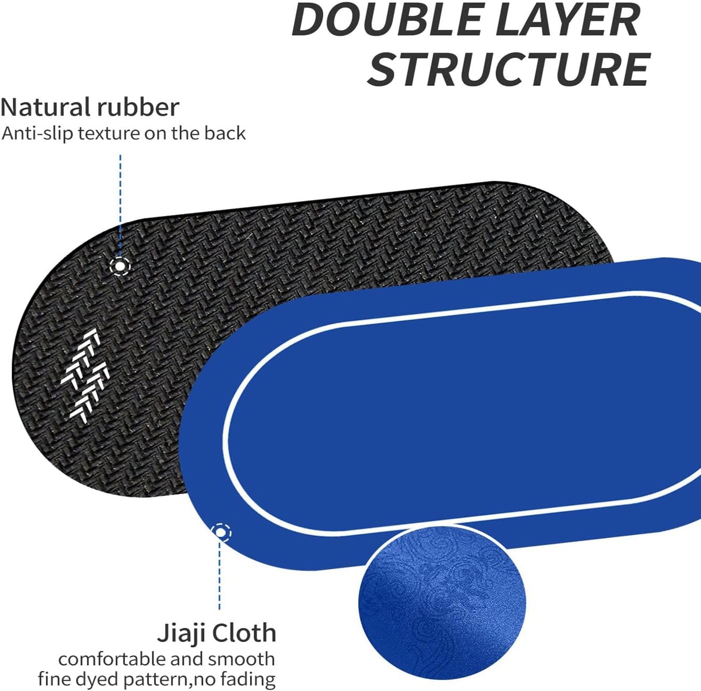 Tabletop Game Felt Mat 47 x 24 Inch Neoprene Rubber Round Poker Table Top Layout, Folding Professional Casino Roulette Layout Players Layout Green