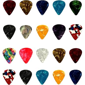 20 St ck Gitarrenplektren aus Celluloid   Plektren Set mit 4 St rken 046 / 071 / 081 / 096 mm   F r Akustikgitarre E-Gitarre & Bass   Ideal f r Anf nger & Profis