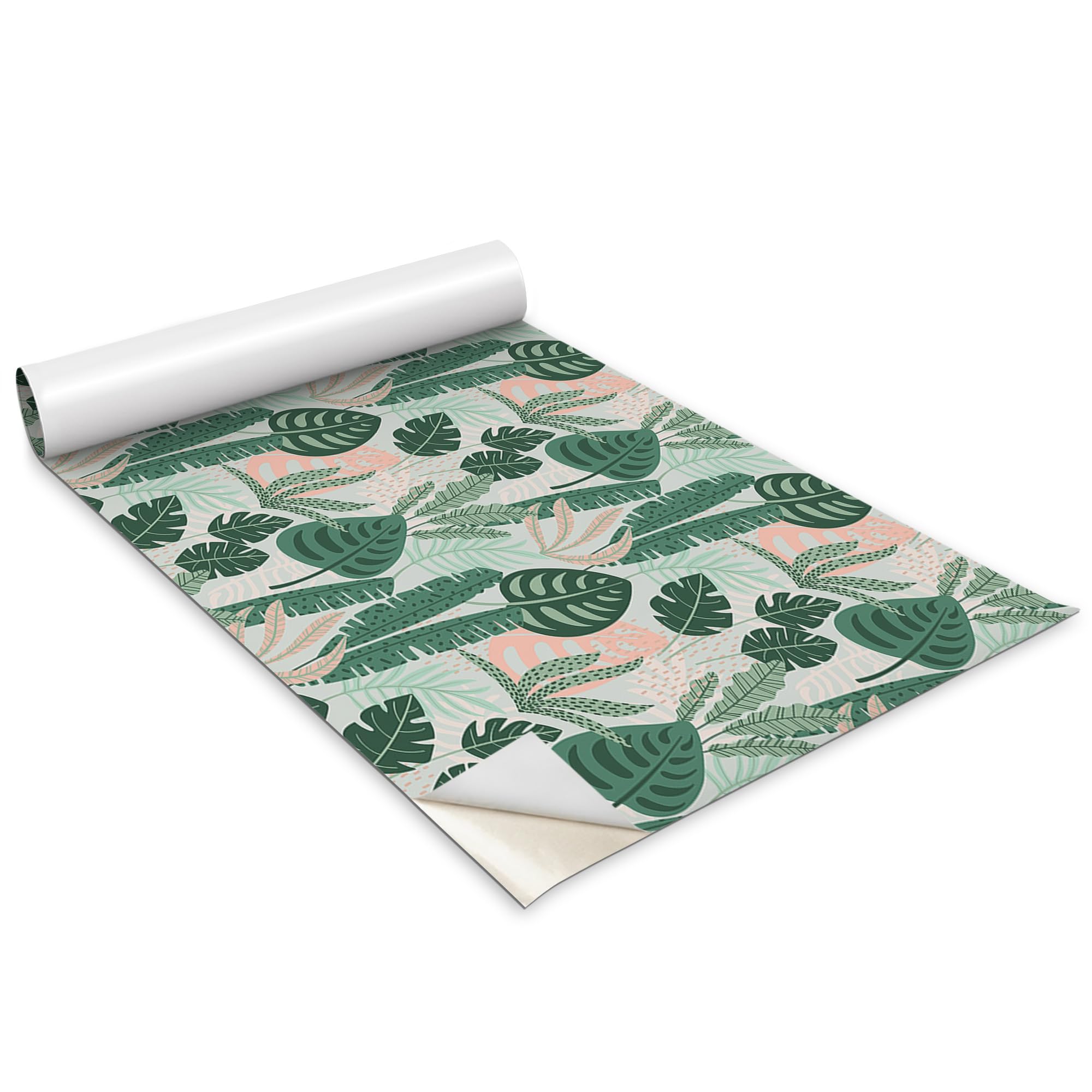 Papel pintado adhesivo antimanchas Wallfluent hojas boho para forrar puertas de armarios