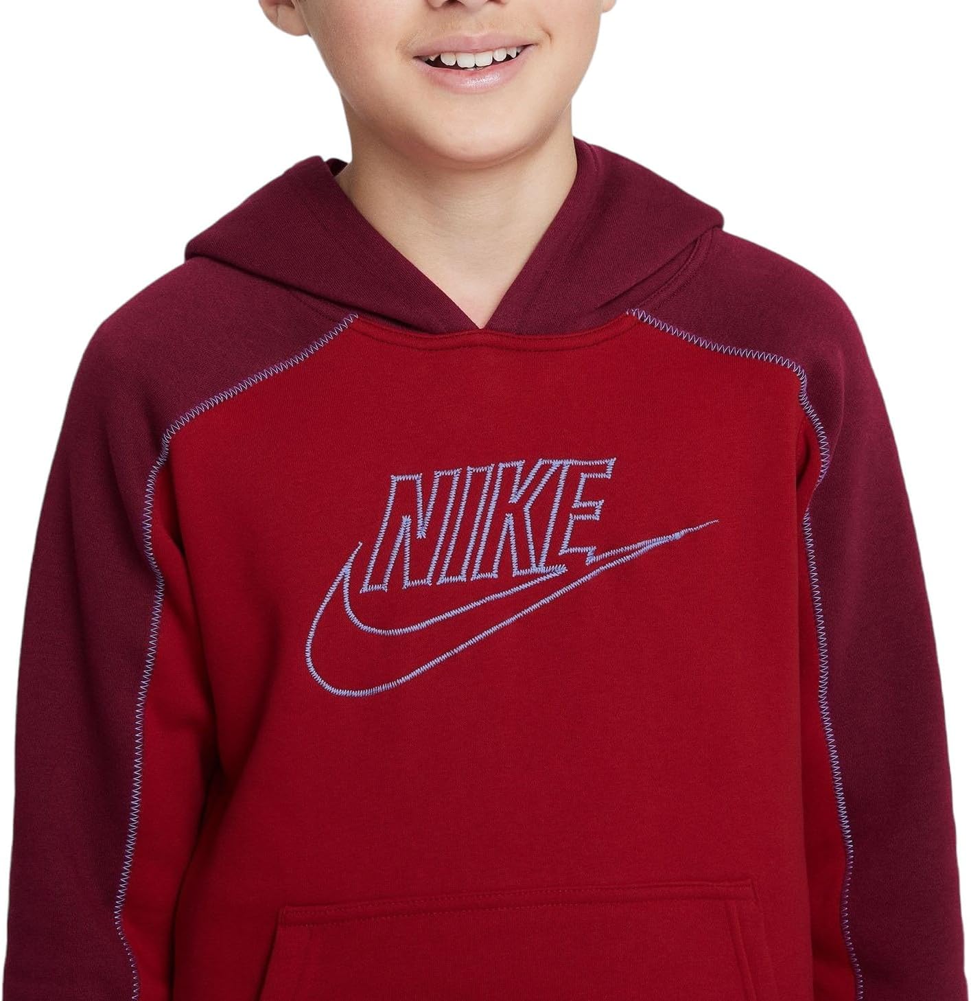 Nike Big Kids Boys' Amplify Sportswear Pullover Hoodie (Gym Red/Dark Beetroot, XS, X-Small)