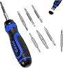 Destornillador de trinquete multiusos Guzie 15 en 1, 7 puntas de doble extremo | Destornillador de trinquete con llave para tuercas de 1/4 pulgada, 7 piezas 1