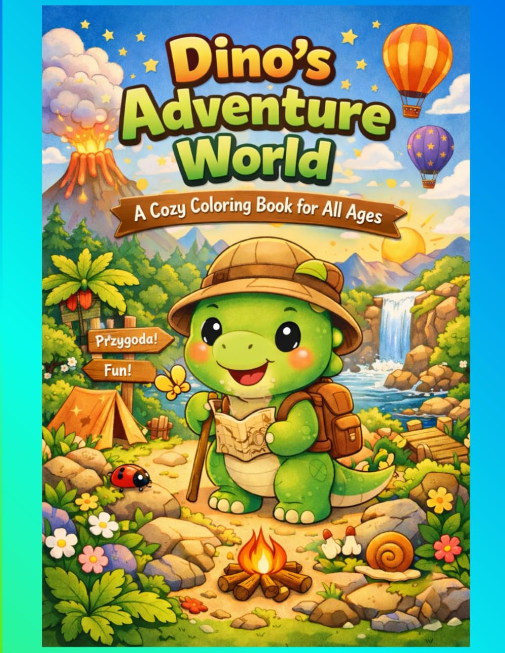 Dino’s Adventure World: A Cozy Adventure Coloring Book for All Ages 40 pages