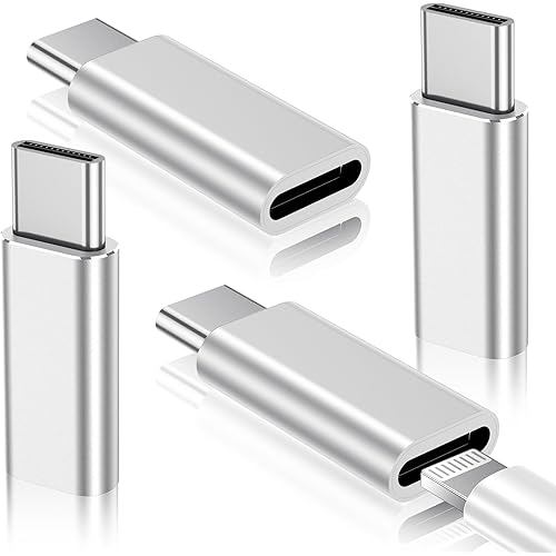 Temdan Lightning to USB C Adapter 4 Pack for iPhone 15/15 Pro/15 Pro Max/15 Plus,i OS,Gender Changer Adapter,Charging Data Transmission,Type C Charger Connector Cable,Not for Audio/OTG-Silver-Silver