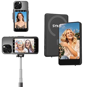 自撮りモニター 外付けスピーカー　スマホ自撮り ライブ再生 ABS+ Amazon.co.jp: SYNCO XView M4 背面自撮りモニター 磁気式外部