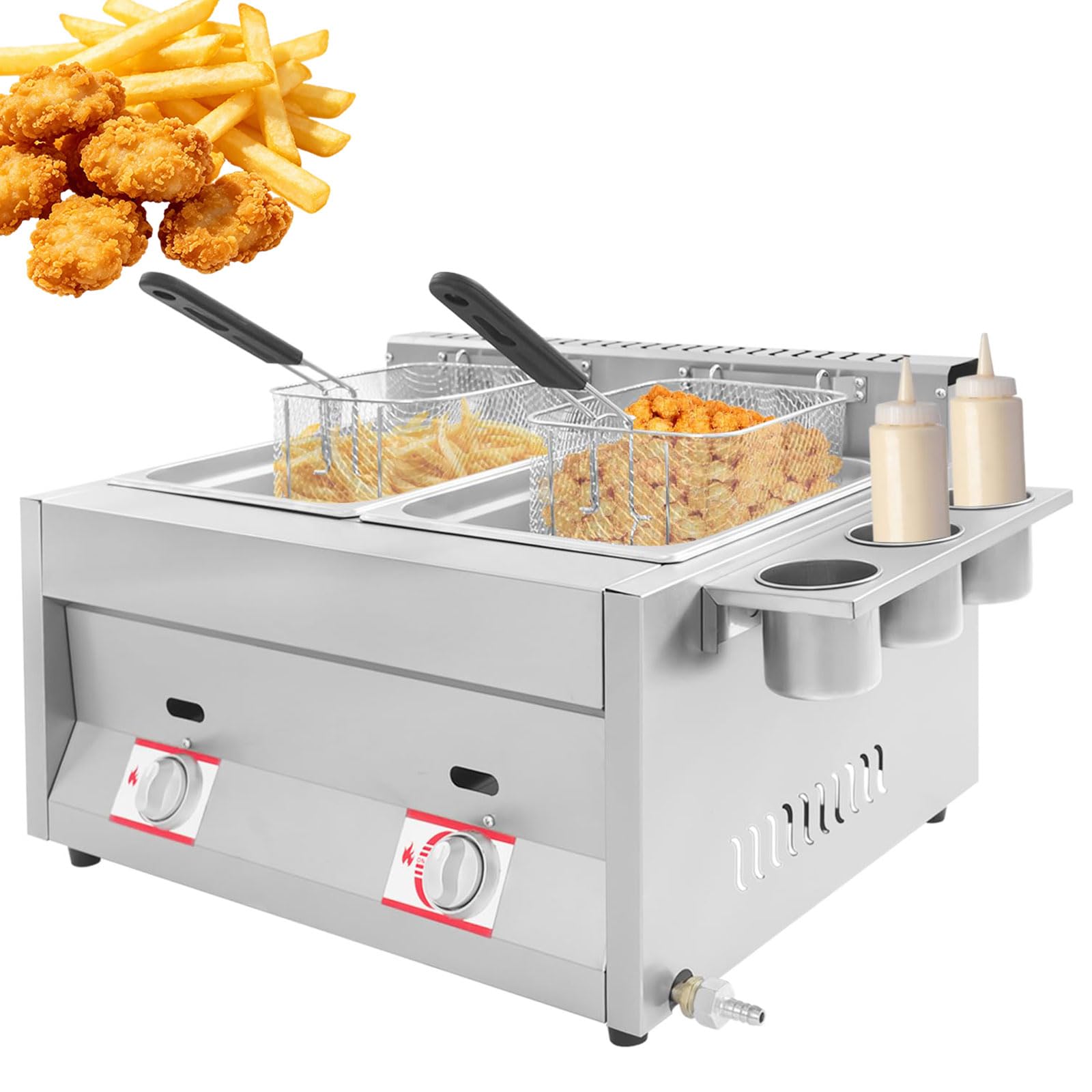 Friteuse au GPL à 2 réservoirs en inox de 2 x 6L pour cuisson rapide