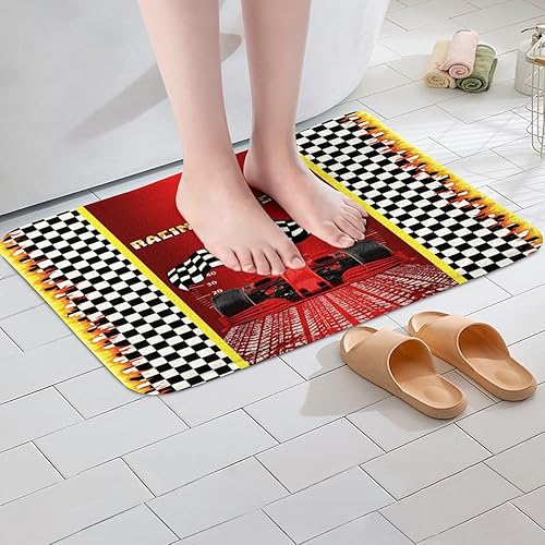 Miniatura 5 de Erosebridal Alfombra de coche de carreras para niños y niñas, tapete de baño rojo de carreras para adolescentes y adultos, alfombra de área temática